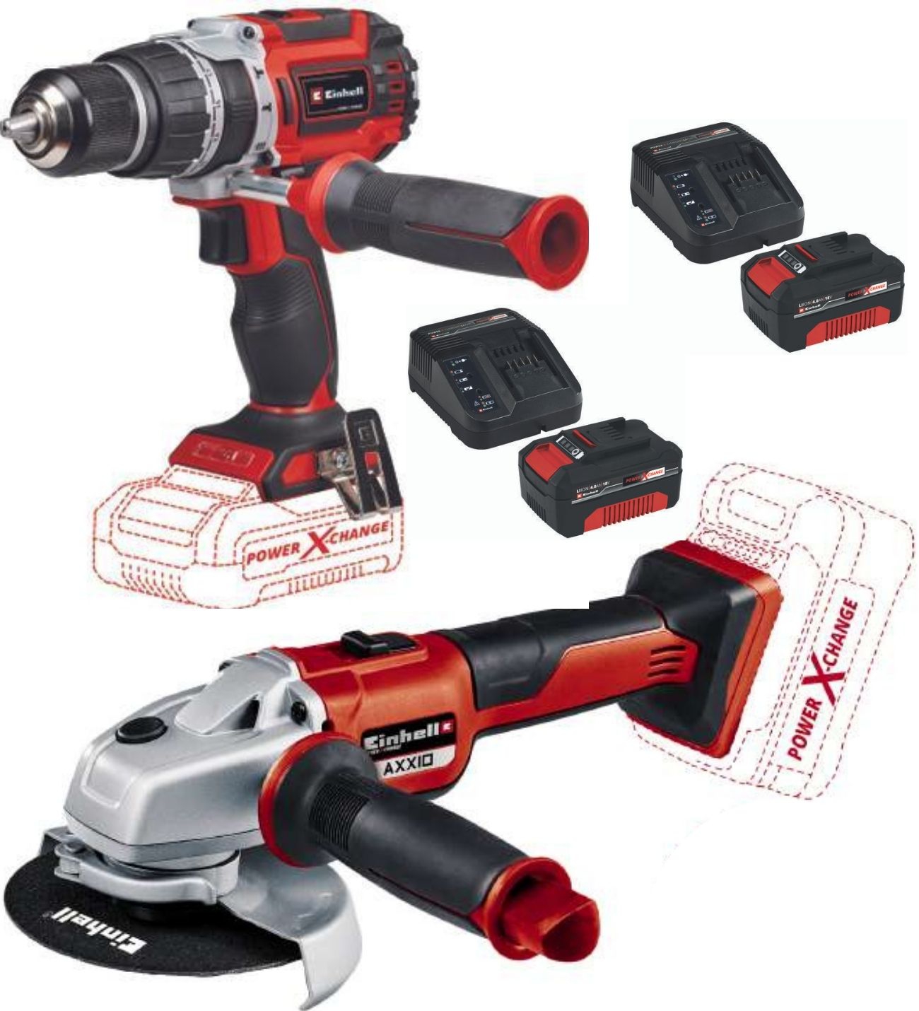 Einhell%20TP-CD%2018/60%20Li-i%20BL%20Darbeli%20Vidalama%20Matkap%20Axxio%20125mm%20Avuç%20Taşlama%202x4.0ah%20Kömürsüz%20Set