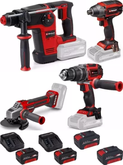 Einhell  Tp-hd 18/26 li bl Pnömatik Matkap Tp-ci 18/220 li bl Vidalama TP-CD 18/60 Lİ-İ BL Matkap TP-AG 18/125 CE Q Avuç Taşlama  4x4.0ah Kömürsüz Darbeli Profesyonel Set 