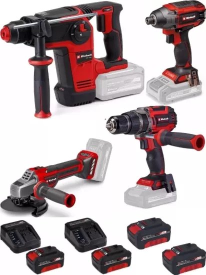 Einhell  Tp-hd 18/26 li bl Pnömatik Matkap Tp-ci 18/220 li bl Vidalama TP-CD 18/70 Lİ-İ BL Matkap TP-AG 18/125 CE Q Avuç Taşlama  4x4.0ah Kömürsüz Darbeli Profesyonel Set 