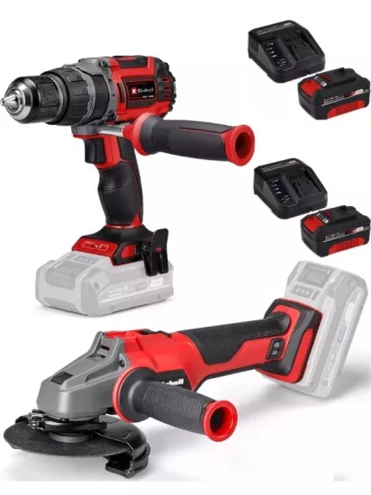 Einhell TP-CD 18/60 li-i BL Matkap Axxio 18/115 Q Avuç Taşlama 2x4.0ah Akülü Kömürsüz Set
