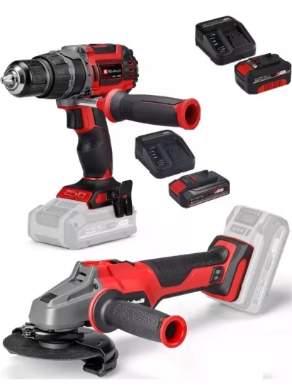 Einhell TP-CD 18/60 li-i BL Matkap Axxio 18/115 Q Avuç Taşlama 2.5ah-4.0ah Akülü Kömürsüz Set