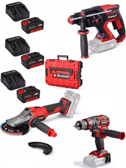 Einhell TP-HD 18/22 D bl Tp-cd 18/80 li-i bl Matkap TP-AG 18/125 F li BL Taşlama 3x4.0ah Akülü Kömürsüz Set