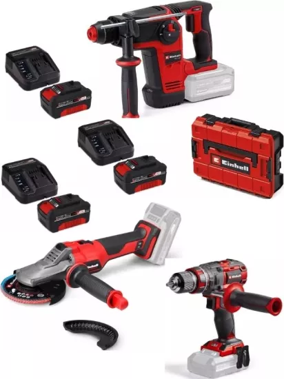 Einhell TP-HD 18/26 bl Tp-cd 18/80 li-i bl Matkap TP-AG 18/125 F li BL Taşlama 3x4.0ah Akülü Kömürsüz Set