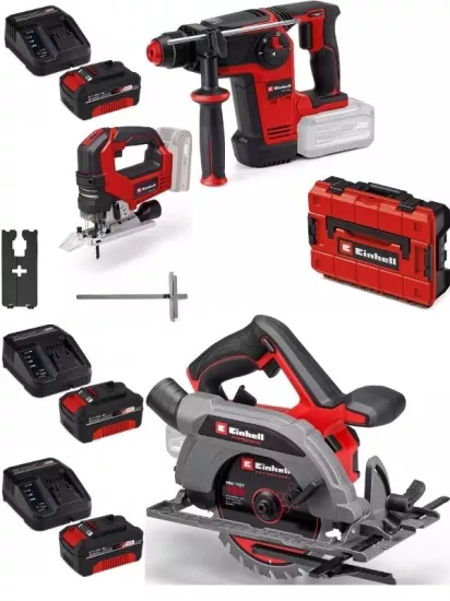 Einhell TP-HD 18/26 BL Matkap TP-CS 18/165 Lİ BL Daire Testere TP-JS 18/135 BL Dekupaj 3x4.0ah Kömürsüz Set