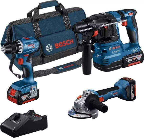 Bosch Professional GSR 18V-45 + GBH 18V-22 + GWS 18V-8 + 3 x GBA 18V 4.0 Ah Akülü Kombo Kit - 0615A5007L