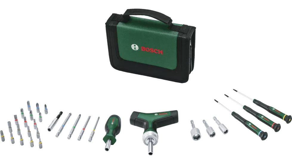 Bosch 31 Parça T Saplı Bits Uyumlu Cırcırlı ve Klemens Tornavida Seti 1600A039HX